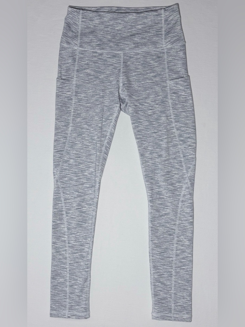 Phisockat High Waisted Ankle Yoga Leggings Women's Small Light Gray Pockets Nice